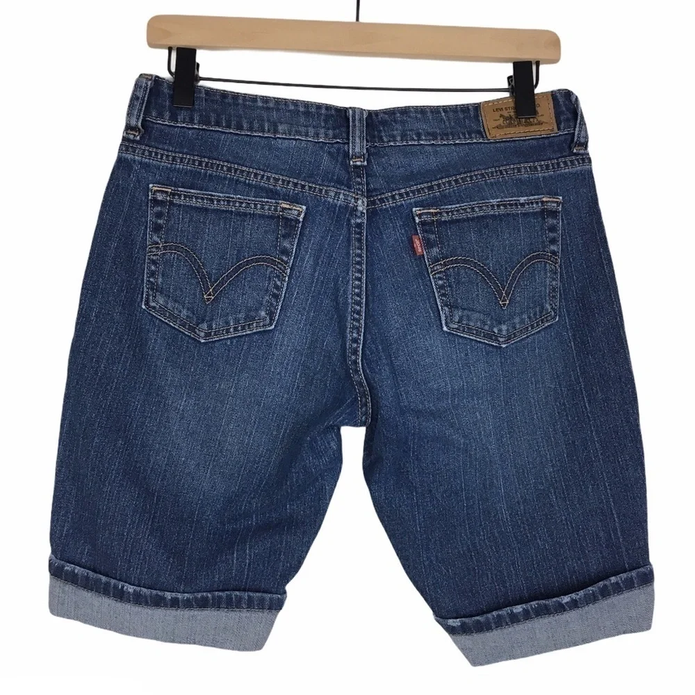 LEVI’S Jean Shorts 515 Denim Cuffed Bermuda Distressed Stretch Mid Rise Size 8
